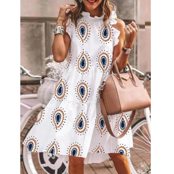 Casual Print Oversize Mini Dress For Women MusePointer