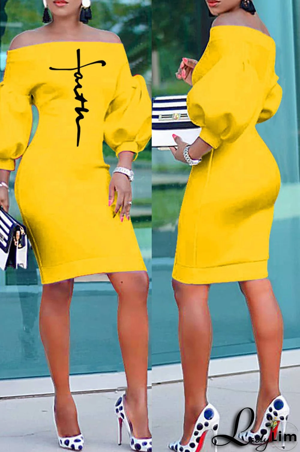 Red Fashion Casual Print Backless Off the Shoulder Dresses