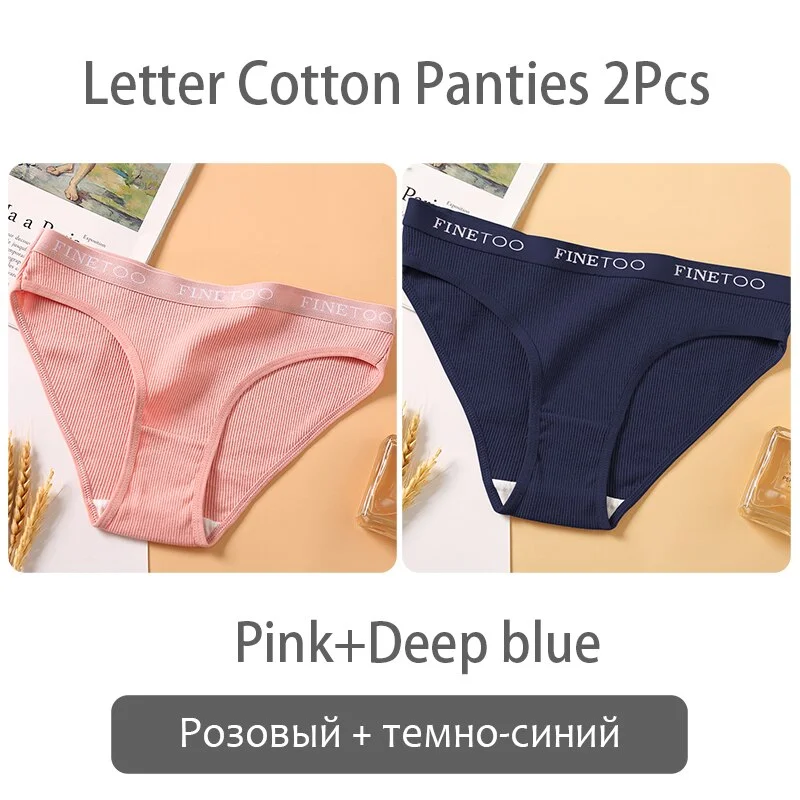 FINETOO New M-2XL Women Underpants Custom Letter Panties Breathable Cotton Underwear Ladies Briefs Casual Panty Female Lingerie