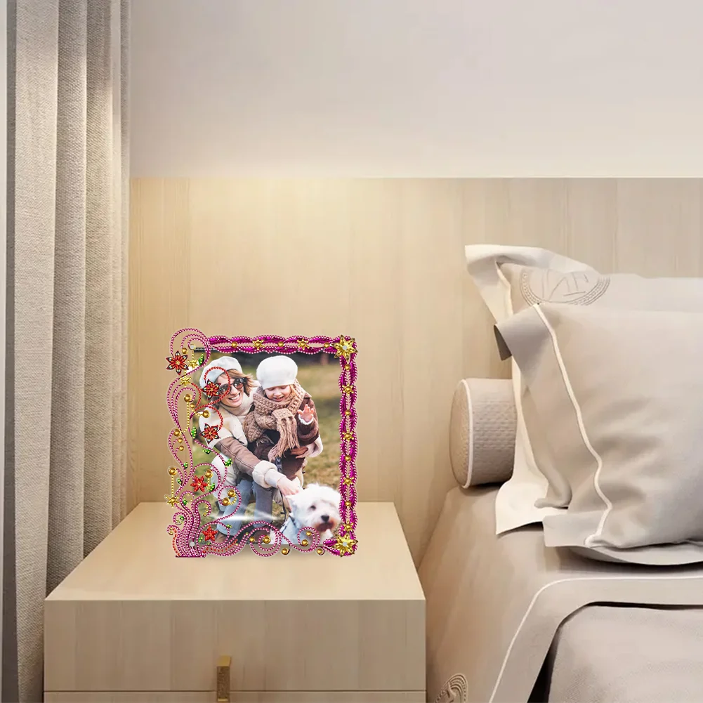DIY Floral Special Shape Diamond Painting Photo Frame Kits Bedroom Table Decor