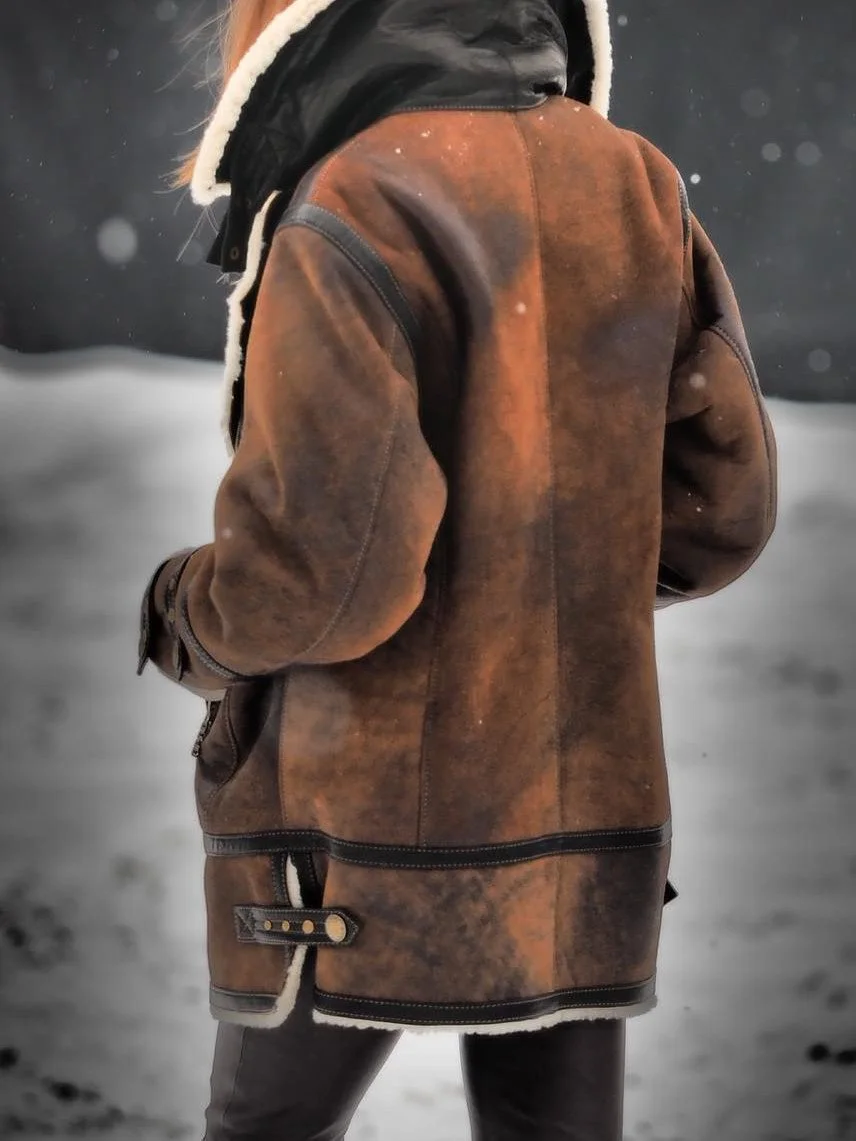 Women Winter Long Sleeve Faux Leather Coat