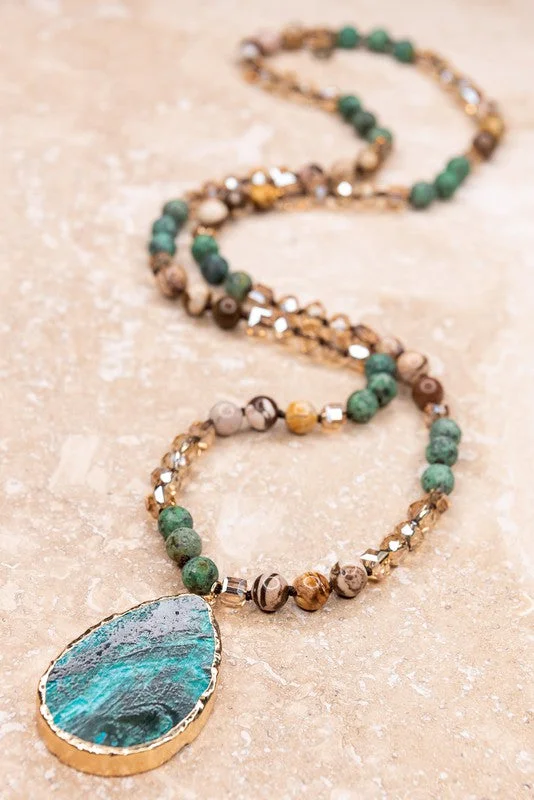 Ocean Tear Drop Necklace - Turquoise