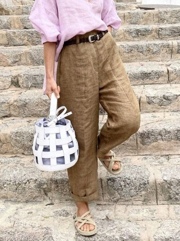 Retro Daily Women's Cotton and Linen Pants tjj Shicloths