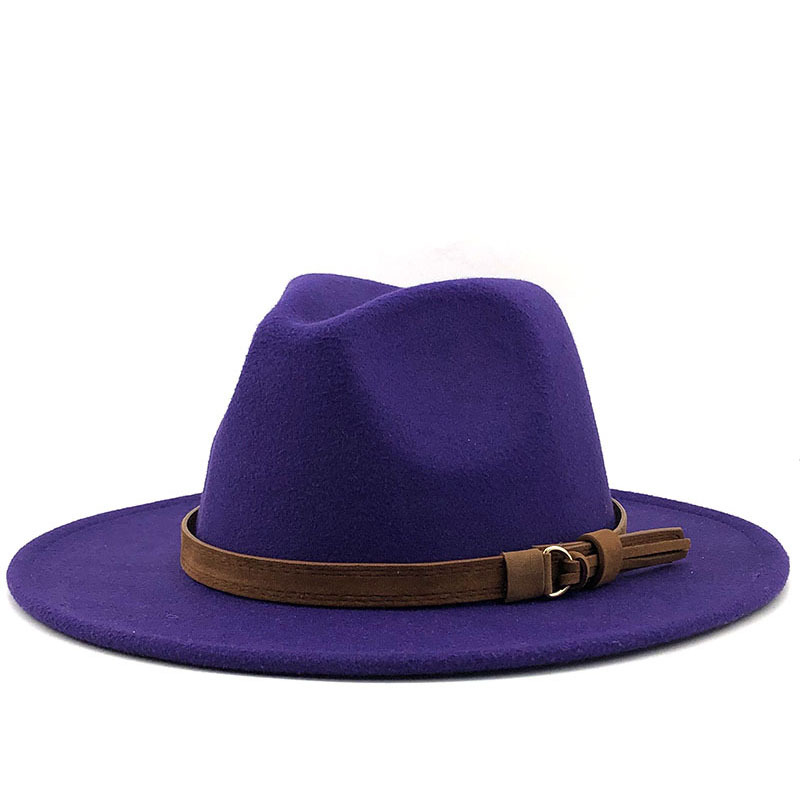 Multi-Color Hat Suede Belt Woolen Hat British Style Jazz Hat