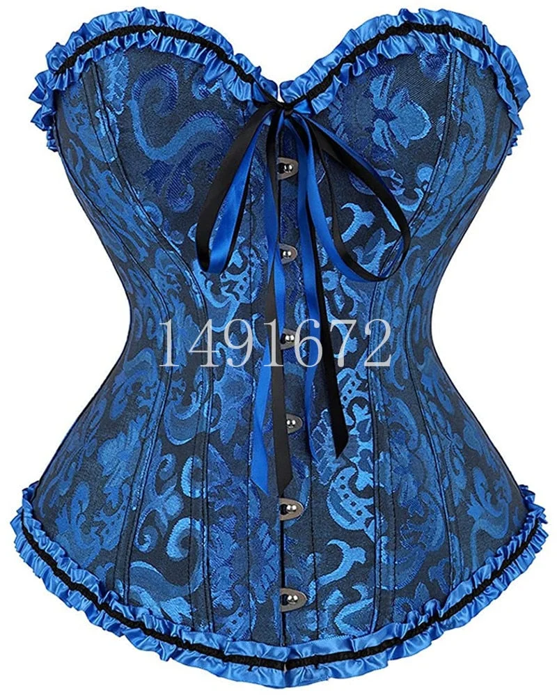 Corset Top Sexy Lace Plus Size Erotic Zip Floral Women Bustier Corsets Overbust Lingerie Vintage Victorian Fashion DropShipping