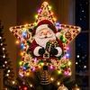 DIY Diamond Painting Wooden Christmas Tree Topper Star With Light, Double Side Drills,Holiday Tree Top Decoration with Spring Base, Removable Tabletop Christmas Decor
