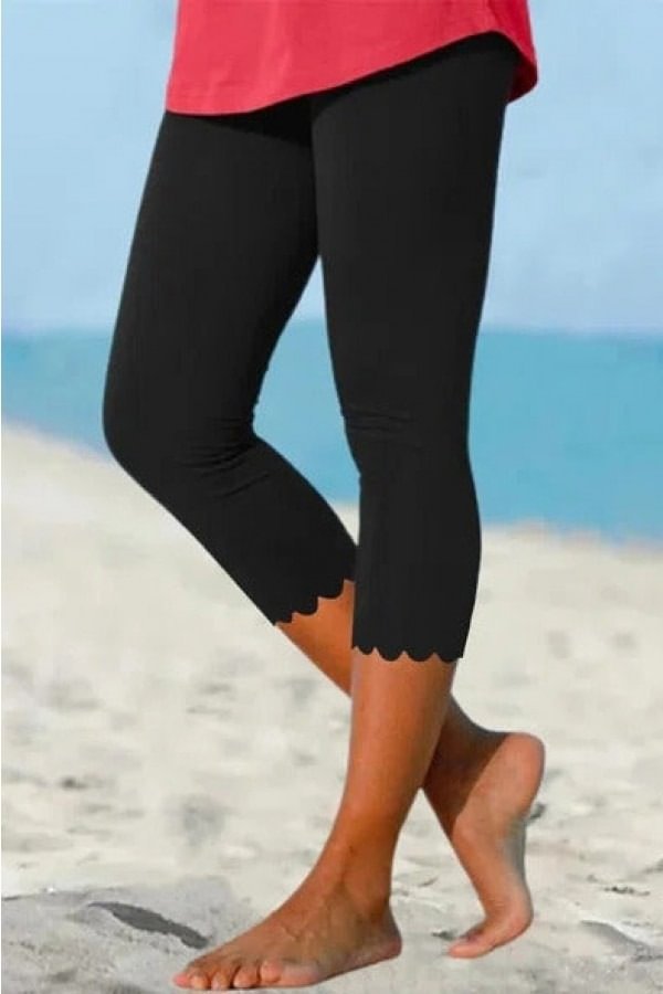 Solid Color Casual Beach Cropped Leggings
