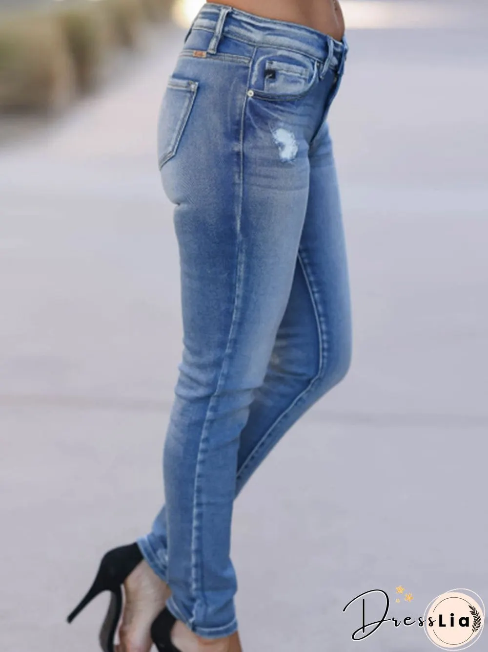 Denim Casual Sanded Pants
