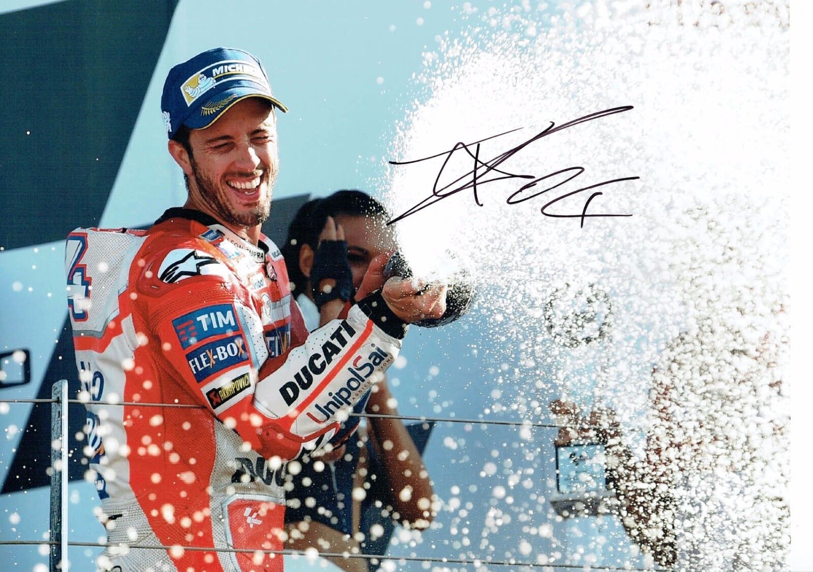 Andrea DOVIZIOSO 2017 SIGNED MOTOGP 16x12 Autograph Ducati Photo Poster painting F AFTAL COA