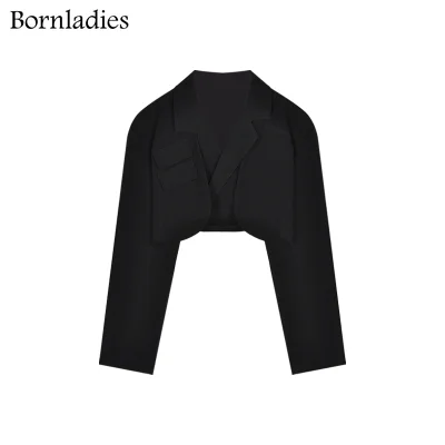 Bornladies Summer Two Piece Sets Korean Fashion Blazer Suits Women Crop Coat and Pant Suits Long Sleeve Ensemble 2 Pieces Outfit