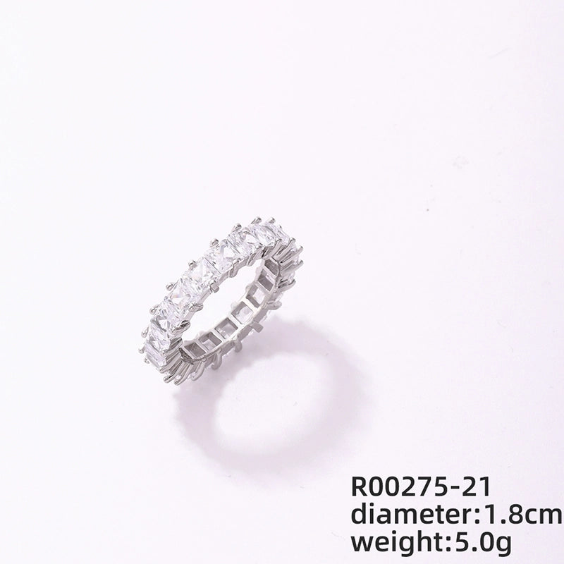 Copper Rhodium Plated Casual Glam Luxurious Plating Inlay Solid Color Zircon Rings