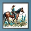 Cowboy M&auml;dchen auf dem Pferder&uuml;cken - runder Bohrer Diamantmalerei - 40*40cm