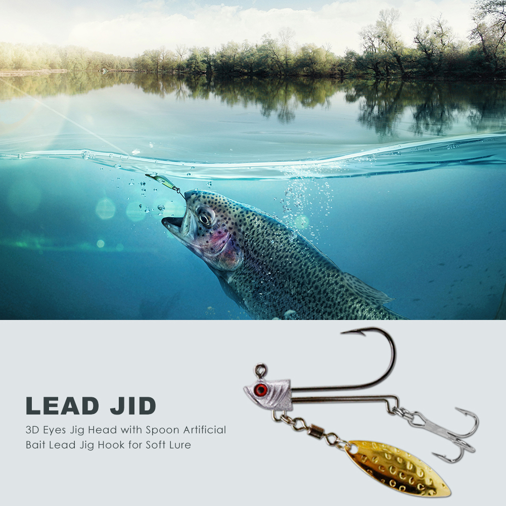 

3D Eyes Jig Head with Spoon Artificial Bait Lead Jig Hook for Soft Lure, 17g, 501 Original