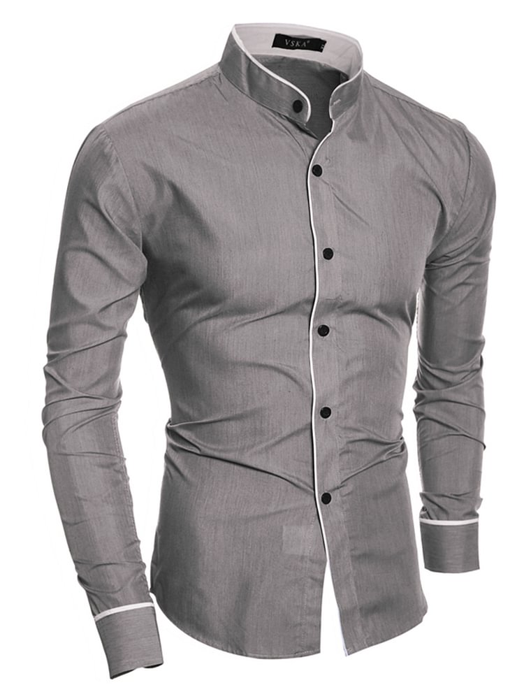 Casual Lapel Plain Button Spring Men's Shirt