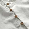 Gioiacombo&trade; Camicia da uomo a maniche lunghe in cotone e lino casual retr&ograve;