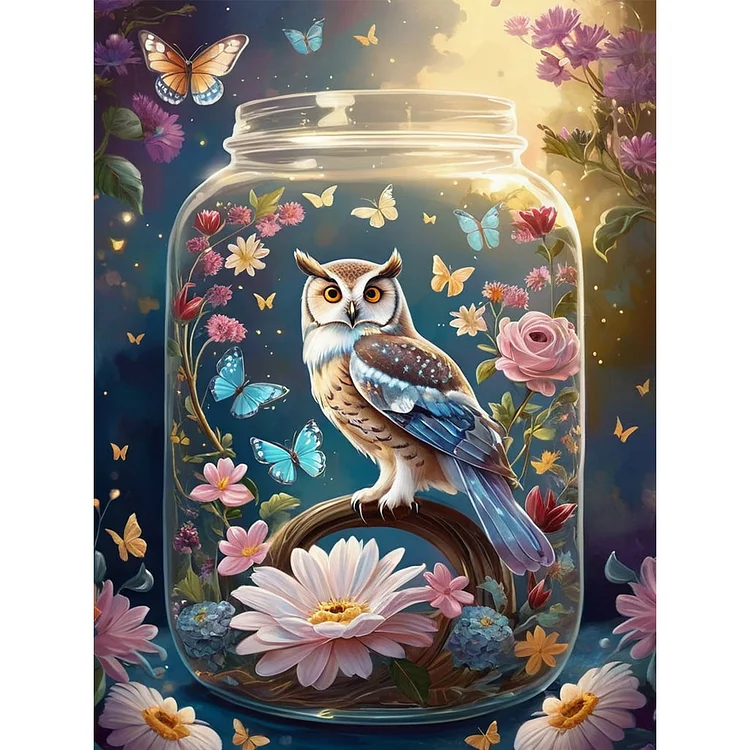 Glass Owl 30*40CM (Canvas) Full Round Drill Diamond Painting gbfke