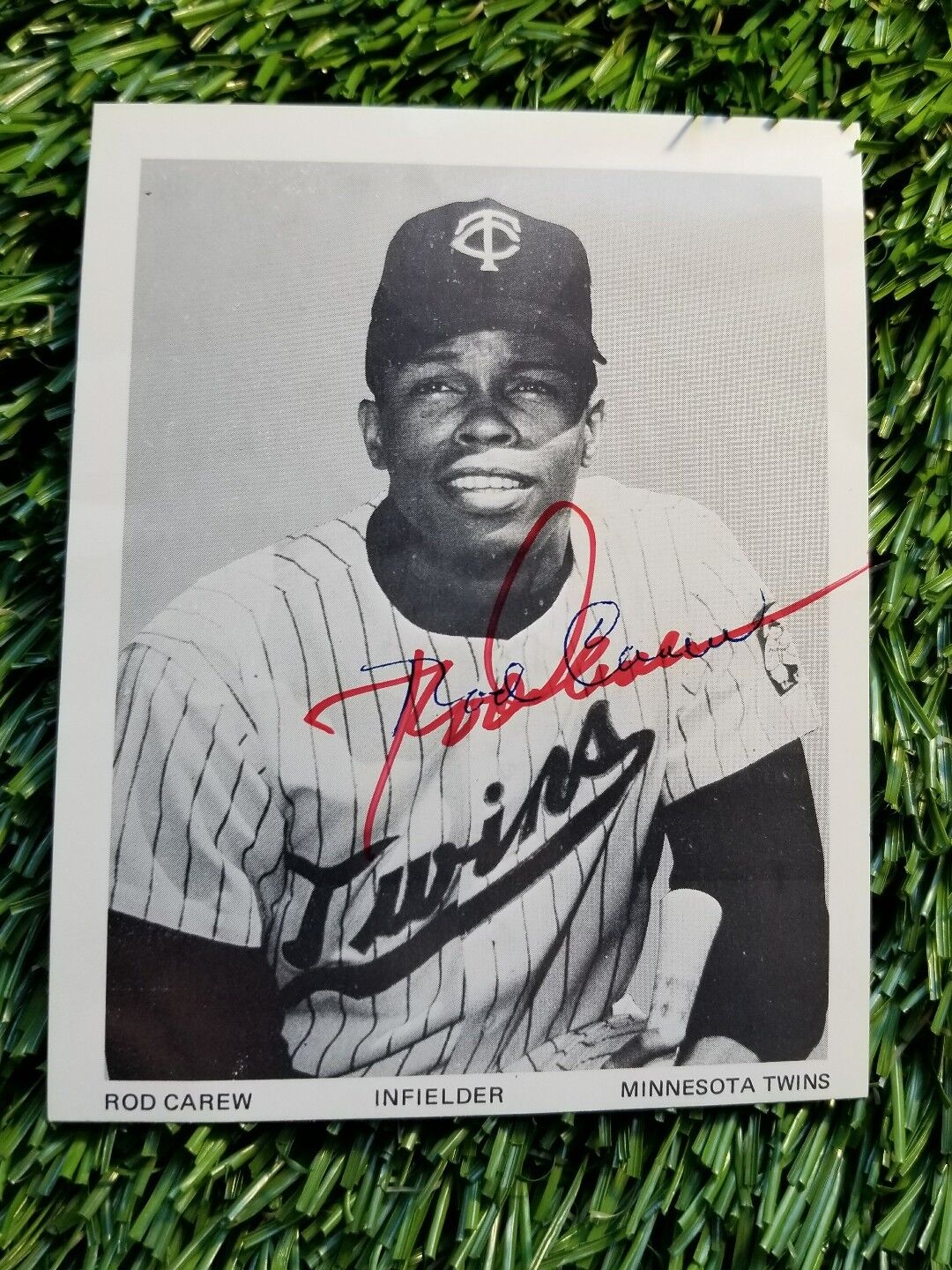 ROD CAREW SIGNED Black & White Red Ink Portait Photo Poster painting JSA/COA S52273 TWINS HOF