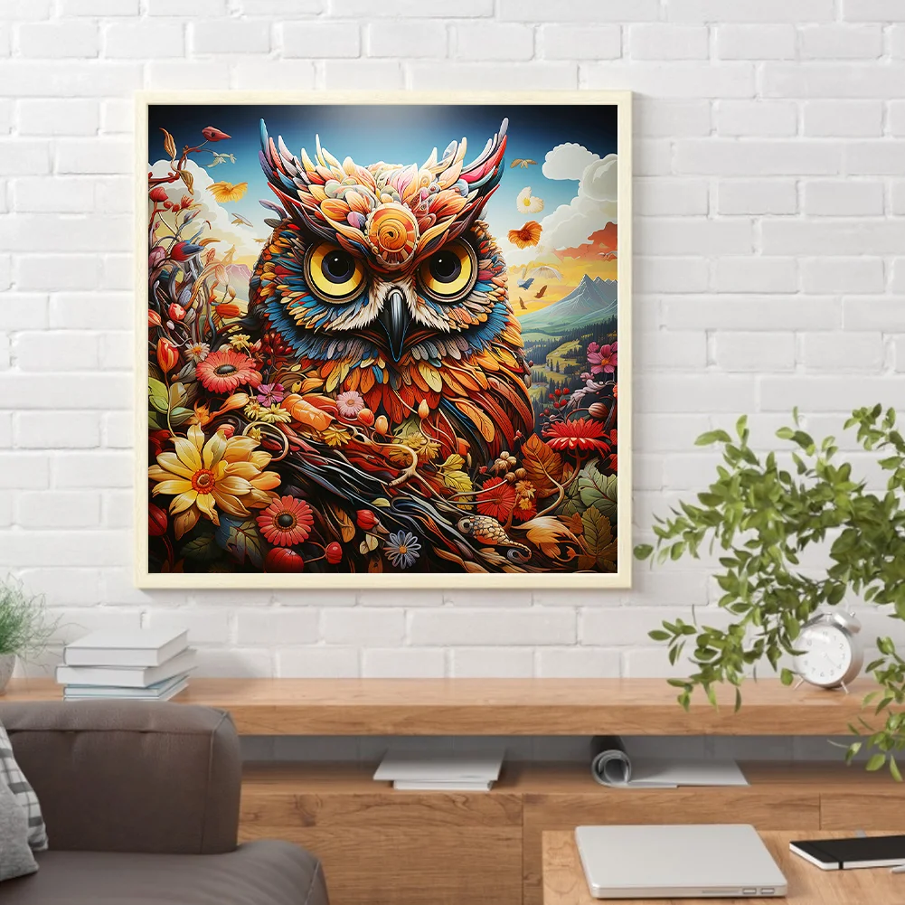 Full Round Diamond Painting 30*30cm - Pastoral Animal Owl