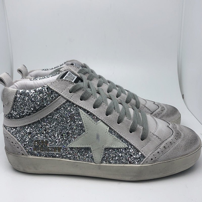 Korean version of the high-top increased distressed star shoes Gerry sequins retro thick-soled couple shoes dirty shoes