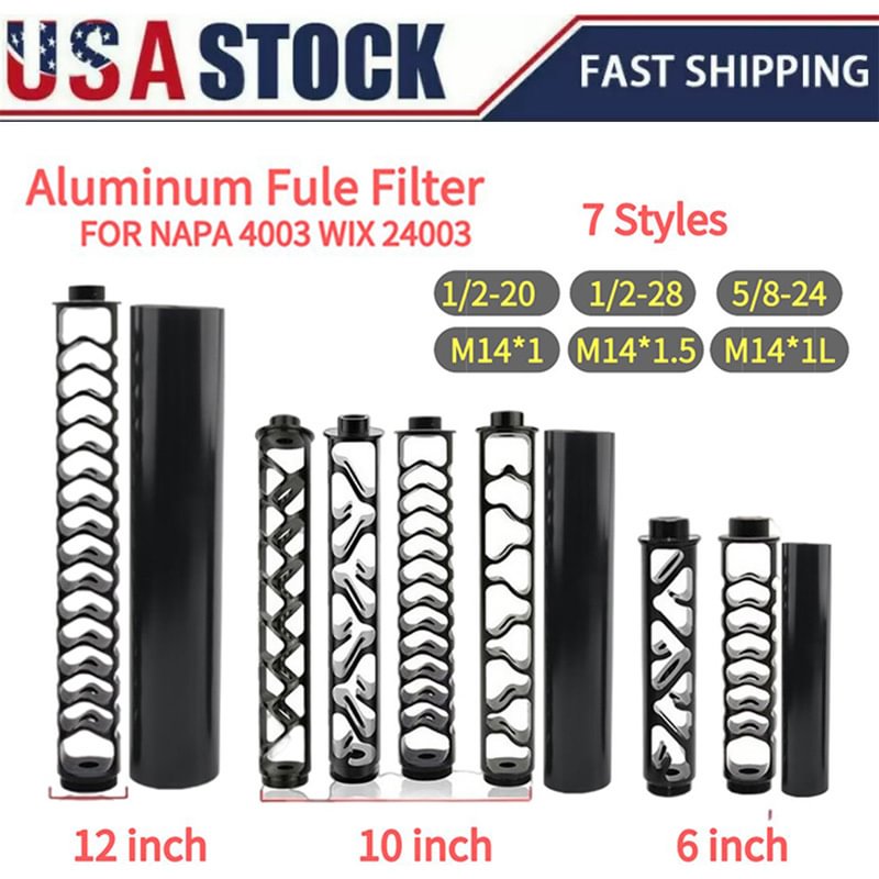 US warehouse Fuel Filter Solvent Trap 6" 10" 12"Aluminum 1/2 - 28 or 5/8 - 24 Filters FOR NAPA 4003 WIX 24003
