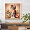 Fleur chaton-plein rond diamant peinture-30 * 30cm