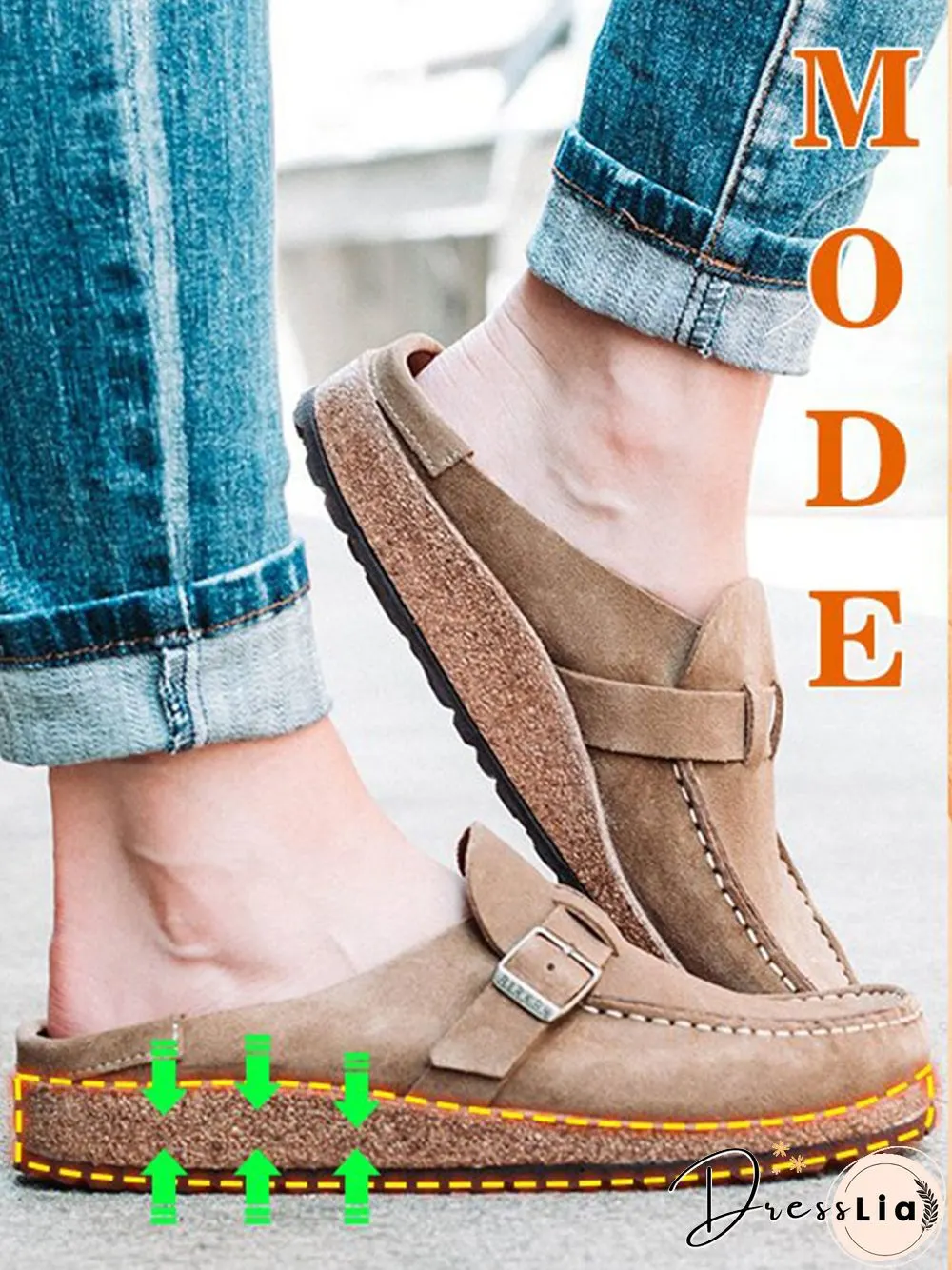 Women Soft Sole Casual Comfy Leather Slip On Sandals