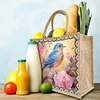 Diamond Painting Flowers and Bird Linen Tote Bag Replaceable Canvas for Women