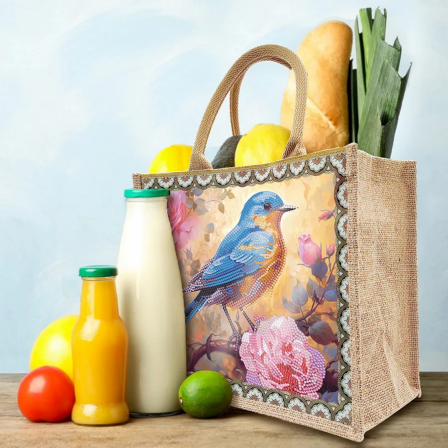 Linen Diamond Painting Tote Bag Replaceable Canvas for Women