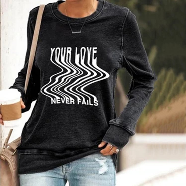 Comstylish Faith Bible 'Your Love Never Fails' Print Sweatshirt