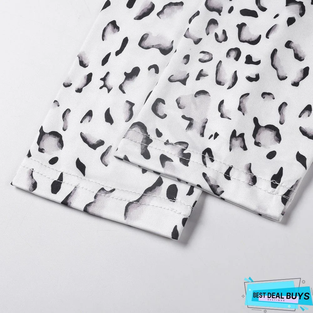 Leopard Stitched Long Sleeve Dress New Knitted Skirt In Autumn and Winter Black Dresses