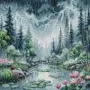 Moonlight Over Lotus Pond-14CT Stamped Cross Stitch Egyptian Cotton 46*46cm/18.11*18.11in tapestrymarket
