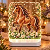 DIY Diamond Art LED Night Light &ndash; Light-Up Table Decor, Double-Sided Printed DIY Crystal Pearl Painting Decoration for Holiday & Gifts(horse)