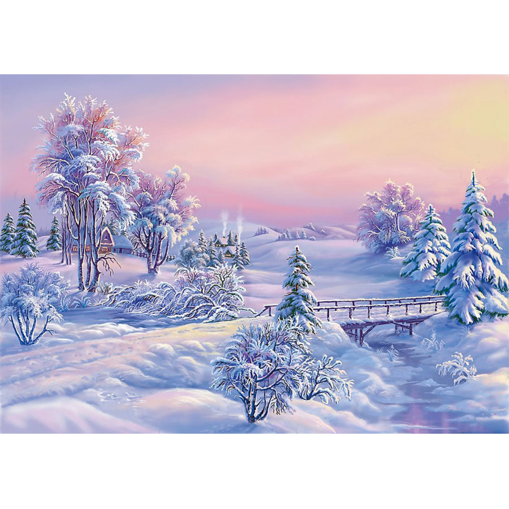 

40*30CM - Round Drill Diamond Painting - Snow Scenery, 501 Original