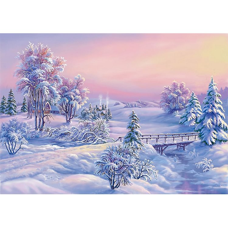 Diamond Painting - Full Round - Snow Scenery Home(40*30cm)