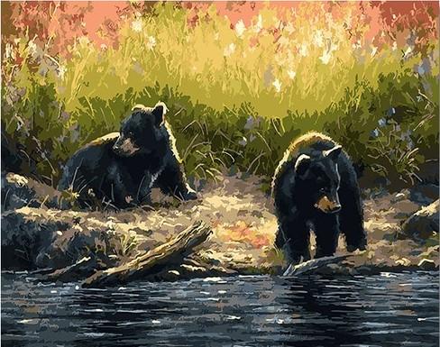

Black Bear Cubs – Paint By Numbers - 40*50CM, 501 Original