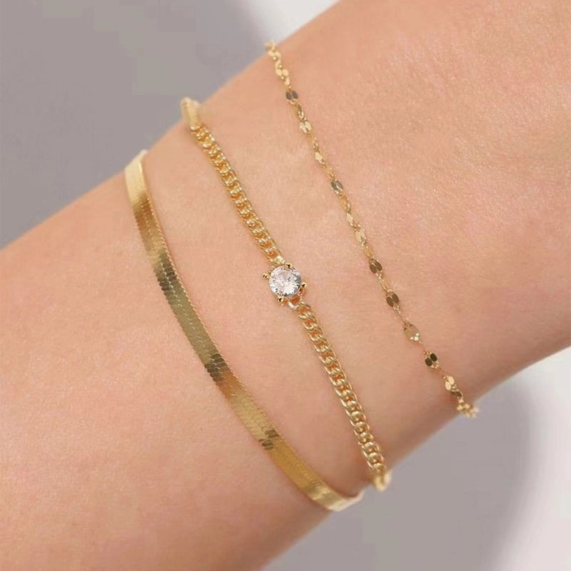 304 Stainless Steel Copper Solid Color Bracelets