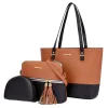 Elegant Dual Colors 3PCS Women's Tote Shoulder Bags Set