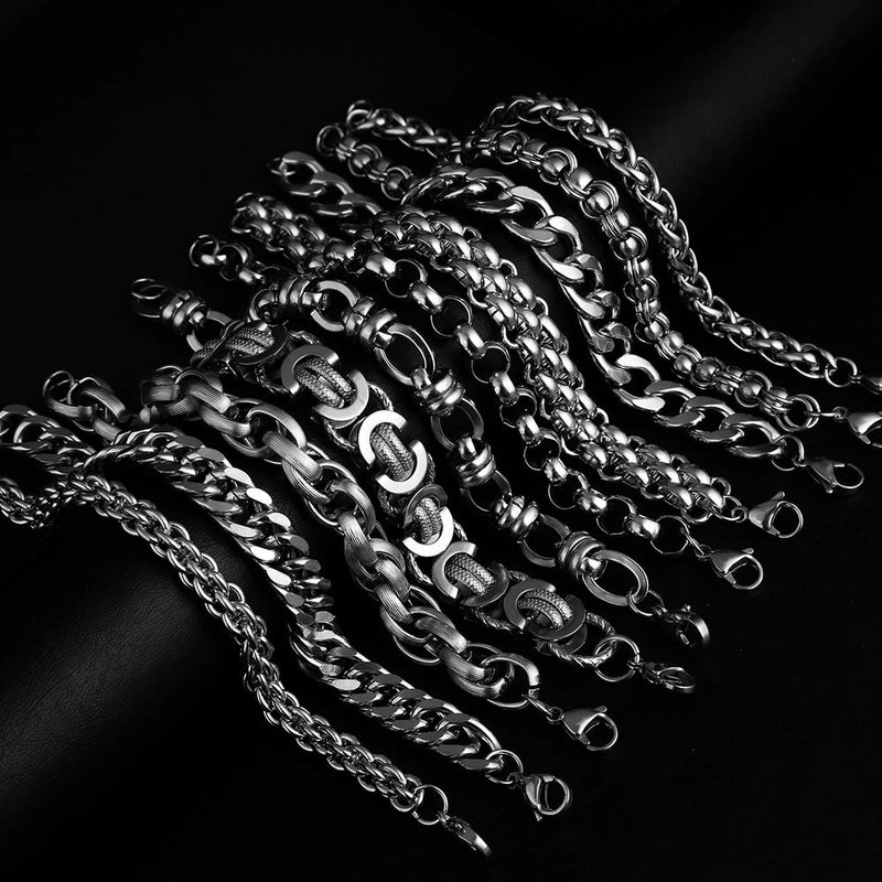 Street Hipster Domineering Punk Hip-hop Bracelet Titanium Steel Men’s Raw Retro Stainless Steel Thick Chain Bracelet