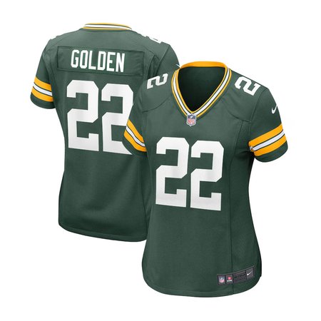 Women's Green Bay Packers #22 Matthew Golden  Green 2025 NFL Draft First Round Pick Game Jersey