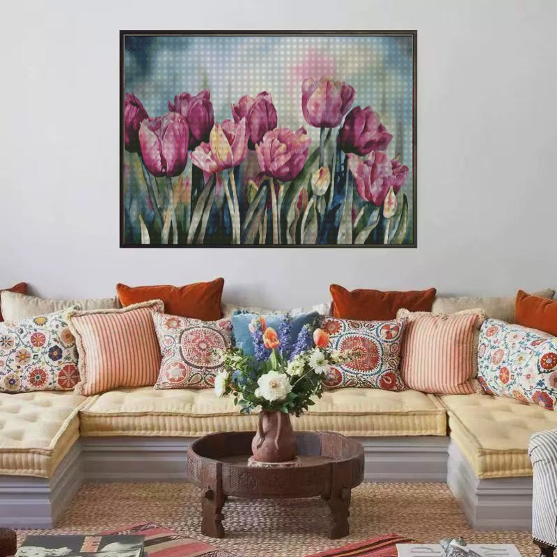1set DIY Printed Cross Stitch Kit 【ZZ0829- Eternal Purple Tulip】printed (stamped) cross-stitch Painting Fairy Cross Stitch