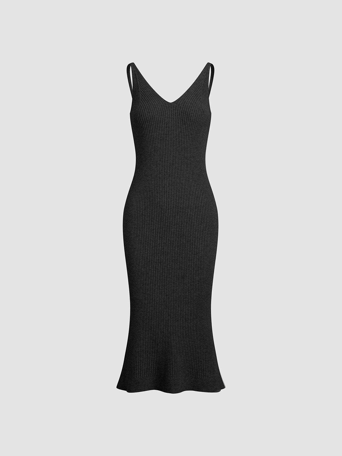 Rotimia Solid Ribbed Strap Sweater Dress