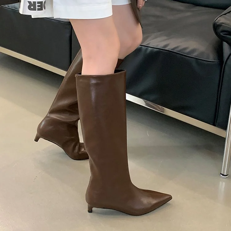 Yyvonne And Winter New Wearing Pointed Wide Boots But Knee-High Cat And Knight Boots Fashion Boots