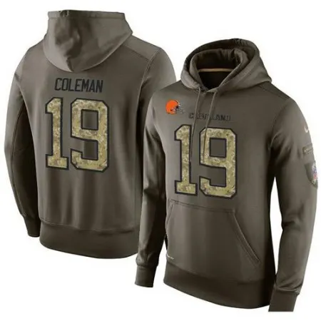 NFL Men's  Cleveland Browns #19 Corey Coleman Stitched Green Olive Salute To Service KO Performance Hoodie