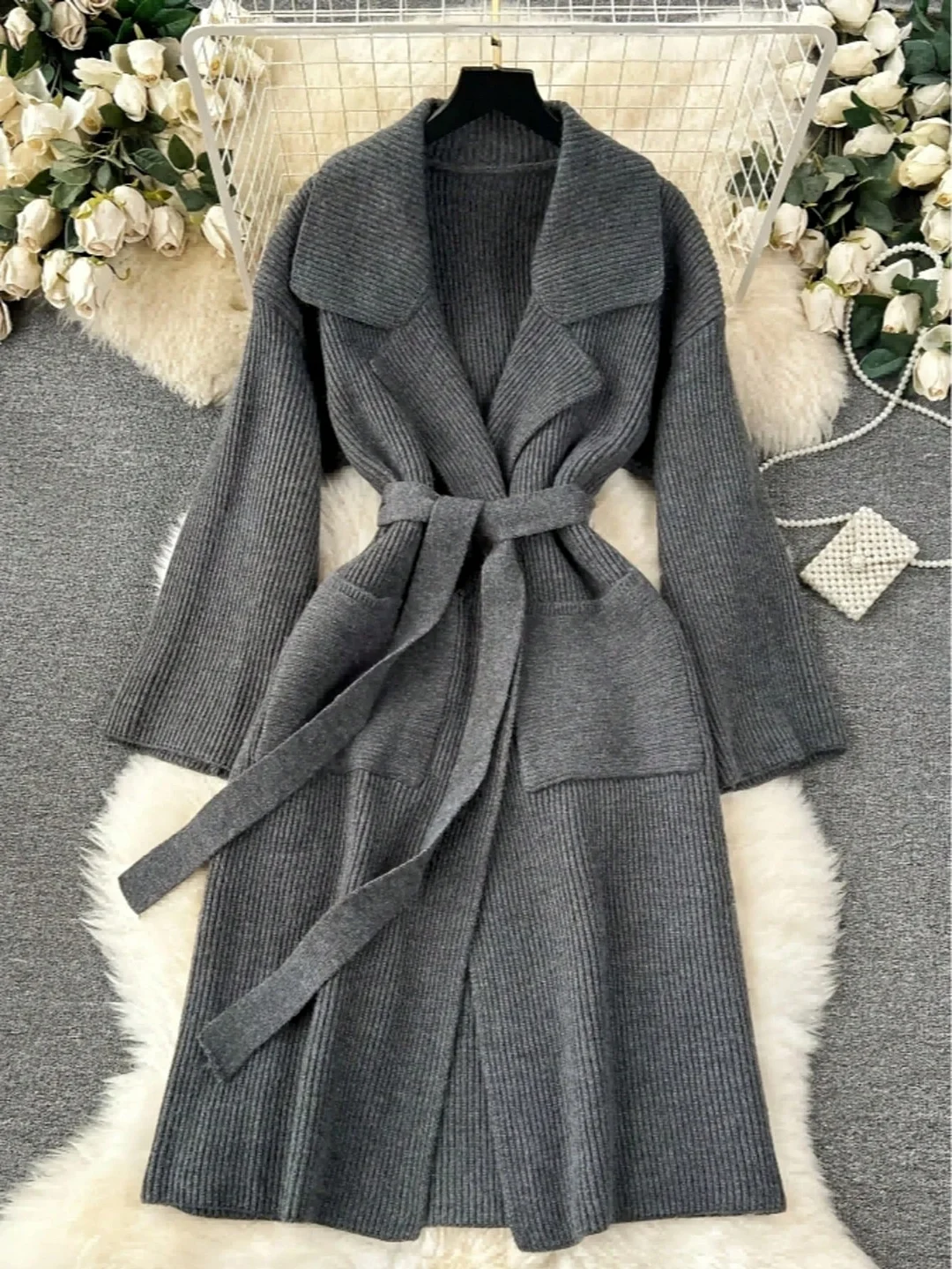 Nigikala Nigikala And Simple Sweater Coat Long Fashion Knitted Cardigan Coat Women's Clothing