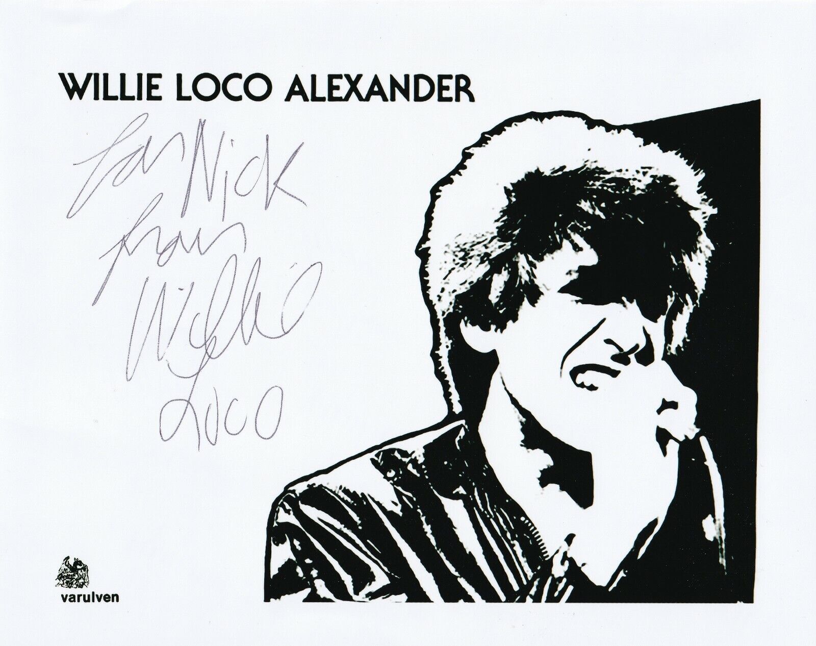 Willie Loco Alexander of Velvet Underground REAL SIGNED Photo Poster painting #2 COA Autographed