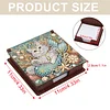Wooden DIY White Cat Diamond Painting Kit Note Box with 160 Papers for Office