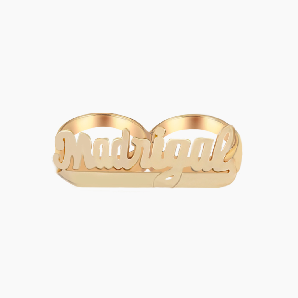 Gold Custom Name Double Finger Ring