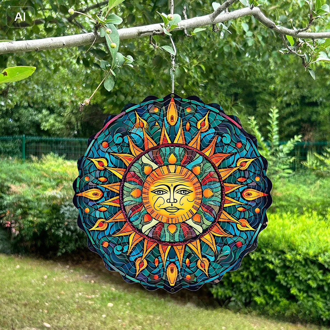 Mandalas Hanging Wind Spinner 360 Degree Rotating 3D Garden Wind Spinners 10-Inch Hanging Wind Catcher Art Gift for Home Garden Halloween Christmas (06)