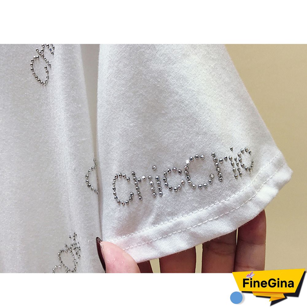 Diamonds T Shirt Letter T-Shirt Women Clothes Short Sleeve Summer Womens Tops Cotton Korean Fashion Tshirt Vetement Femme