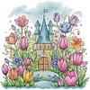 [Limited stock-Cross Stitch]Flower Castle 1-Partial Embroidery 2 Strands 14CT Stamped Cross Stitch-42*40CM
